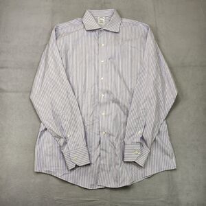 Brooks Brothers Regent Dress Shirt Men's 17-36 Purple Striped Button Up Non-Iron
